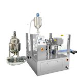 Pecyn morloi llenwi bagiau wedi'i wneud ymlaen llaw yn awtomatig gyda llenwr pistion ar gyfer hylif a past