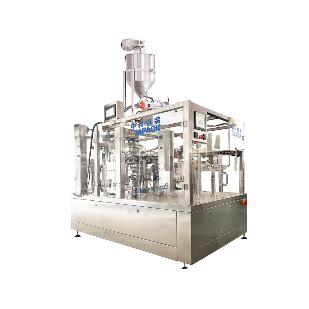 Automatic pre-made bag packingmachine with pistion filler for liquid & paste